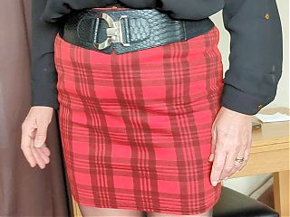 Mrs Sandie, 50+, skirt, blouse, pantyhose and heels. 